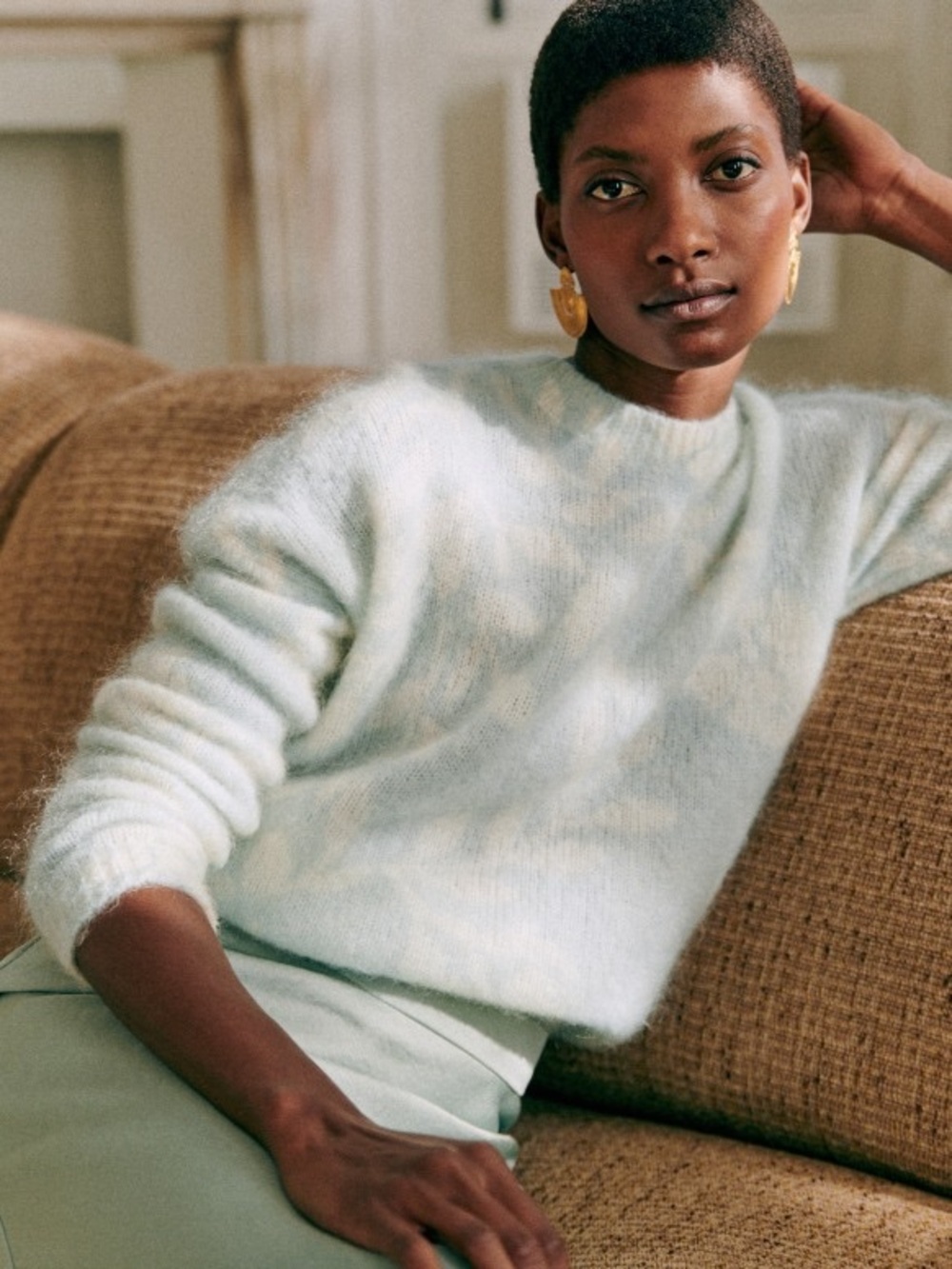 SÉZANE Aurelia Blue Floral Wool Mohair Blend Sweater Jumper S